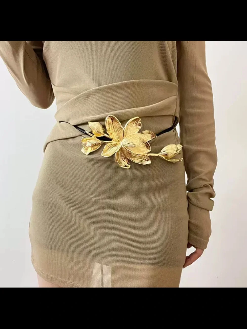 Vintage Gold Floral Statement Belt - Women's Accessory size-adjustable